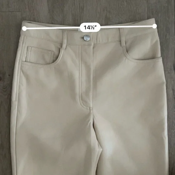 Wilfred Aritzia Melina Vegan Leather Straight Leg Pants - Cream Beige - Size 8 - Picture 9 of 12
